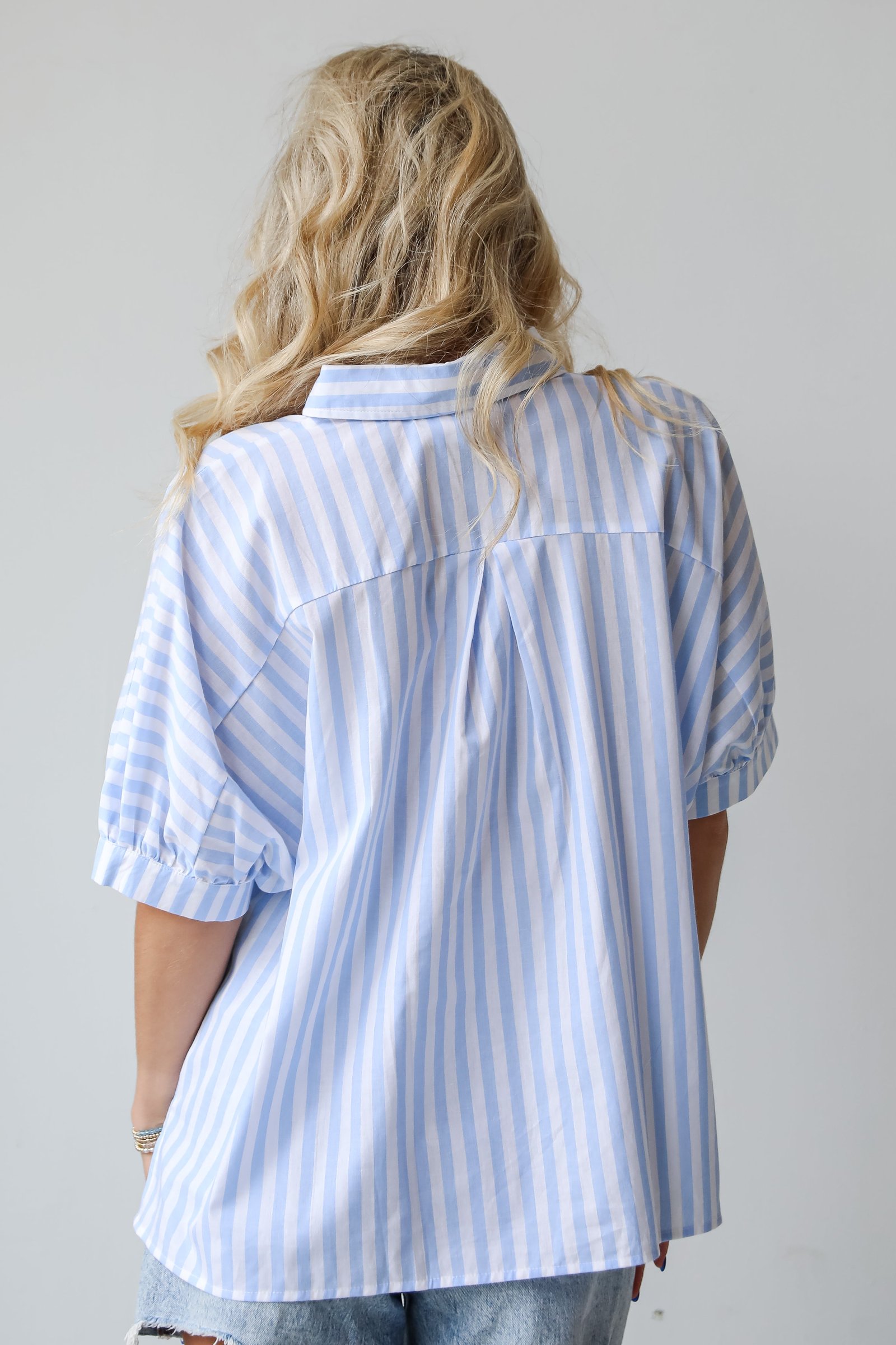 Breezy Cutie Light Blue Striped Blouse