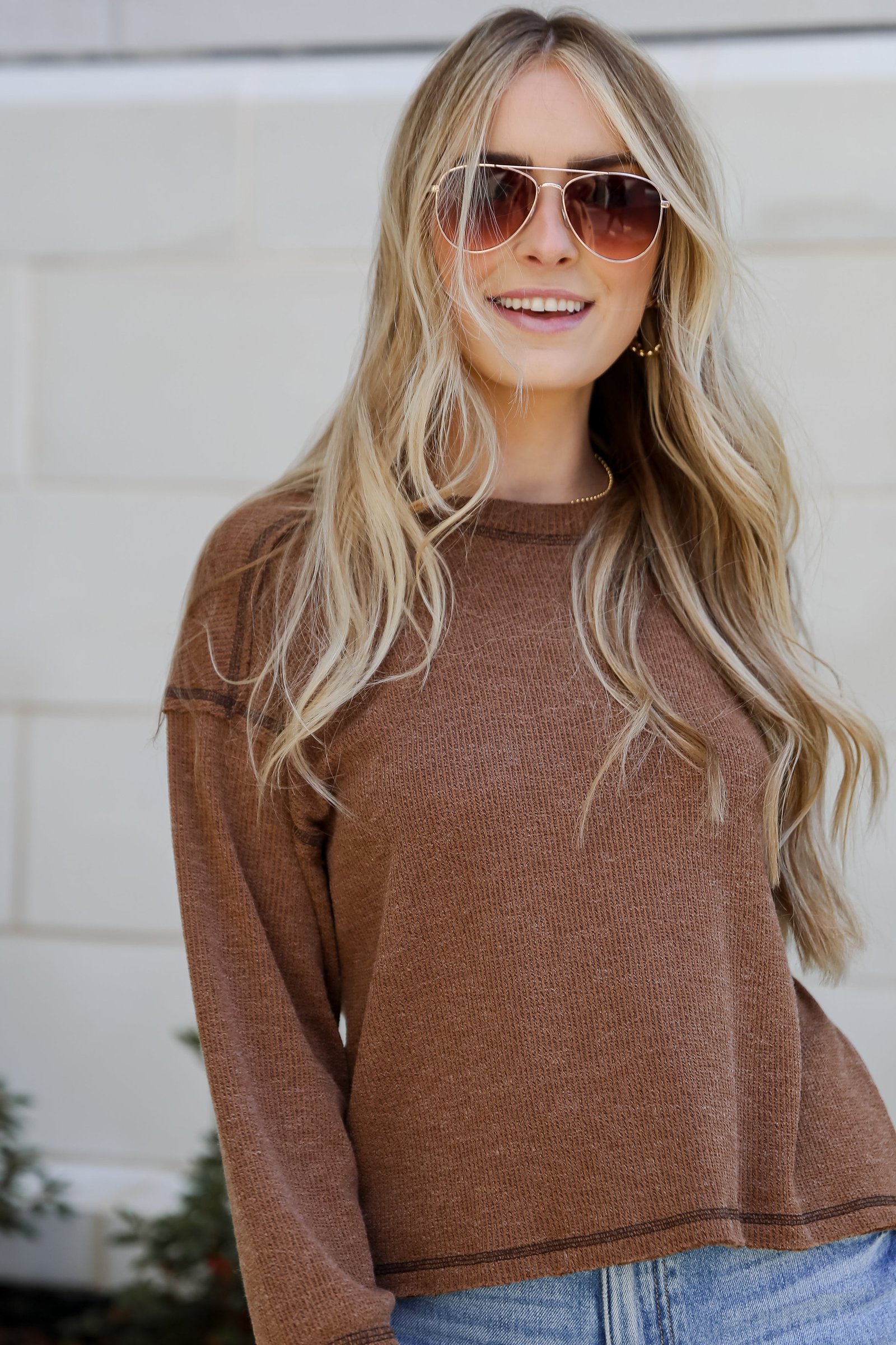 Everyday Brilliance Brown Lightweight Knit Top