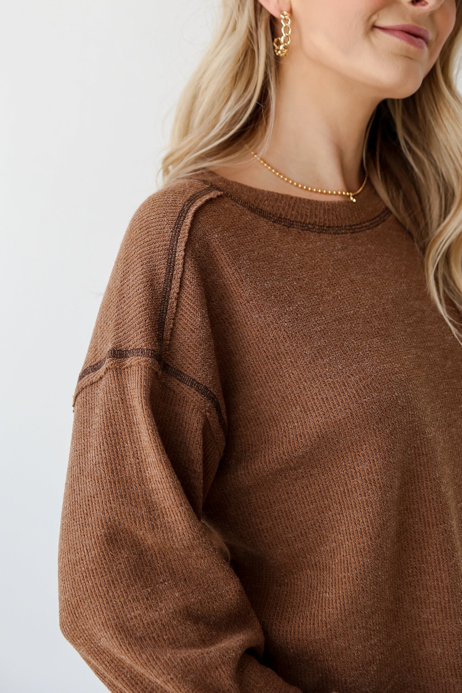 Everyday Brilliance Brown Lightweight Knit Top