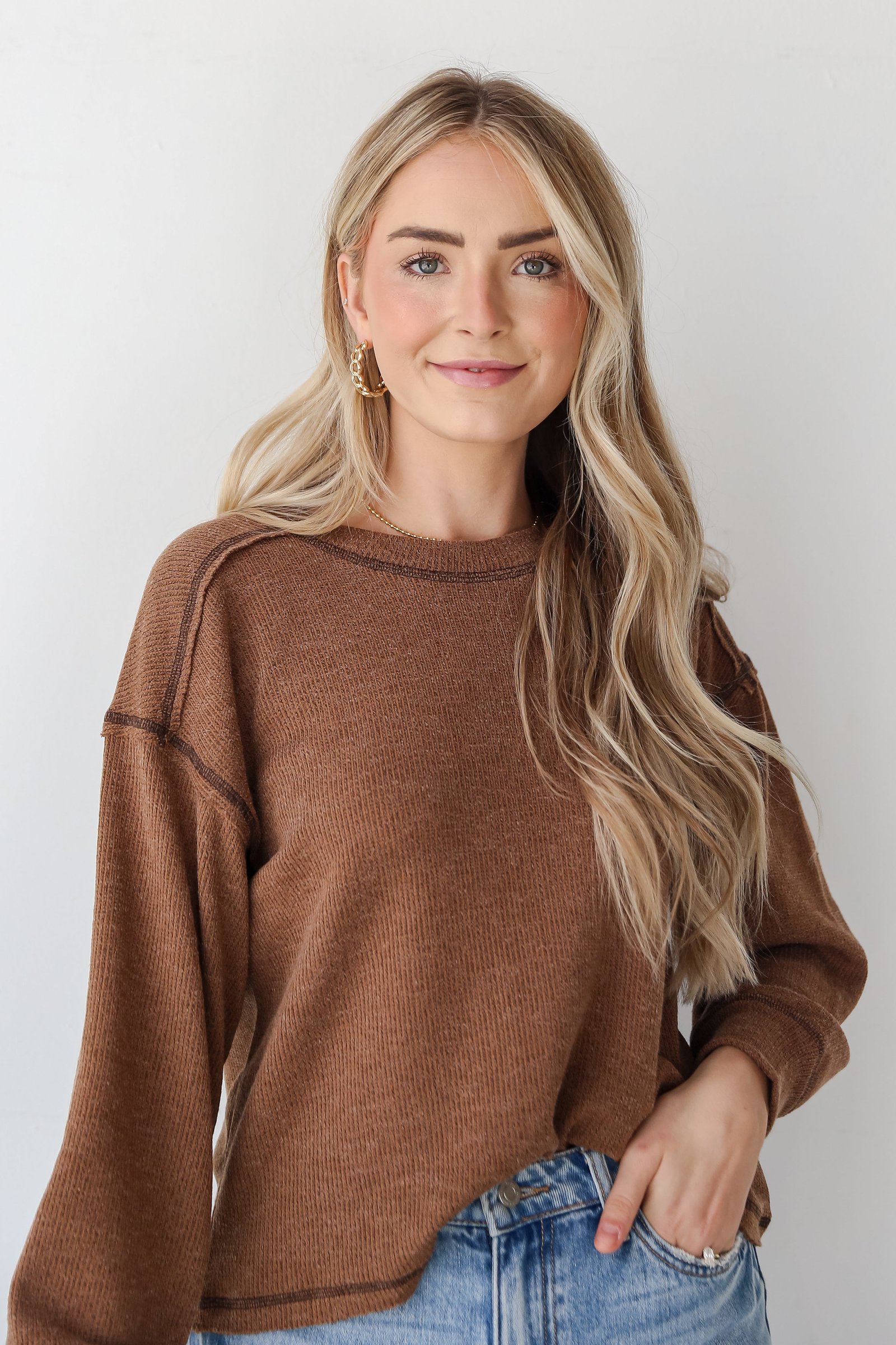 Everyday Brilliance Brown Lightweight Knit Top