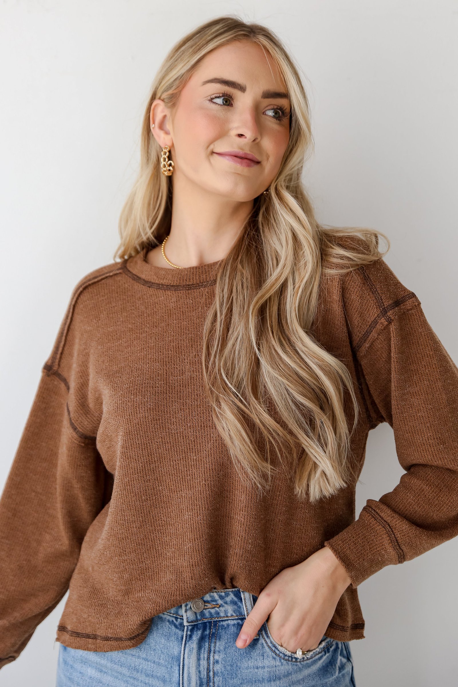 Everyday Brilliance Brown Lightweight Knit Top