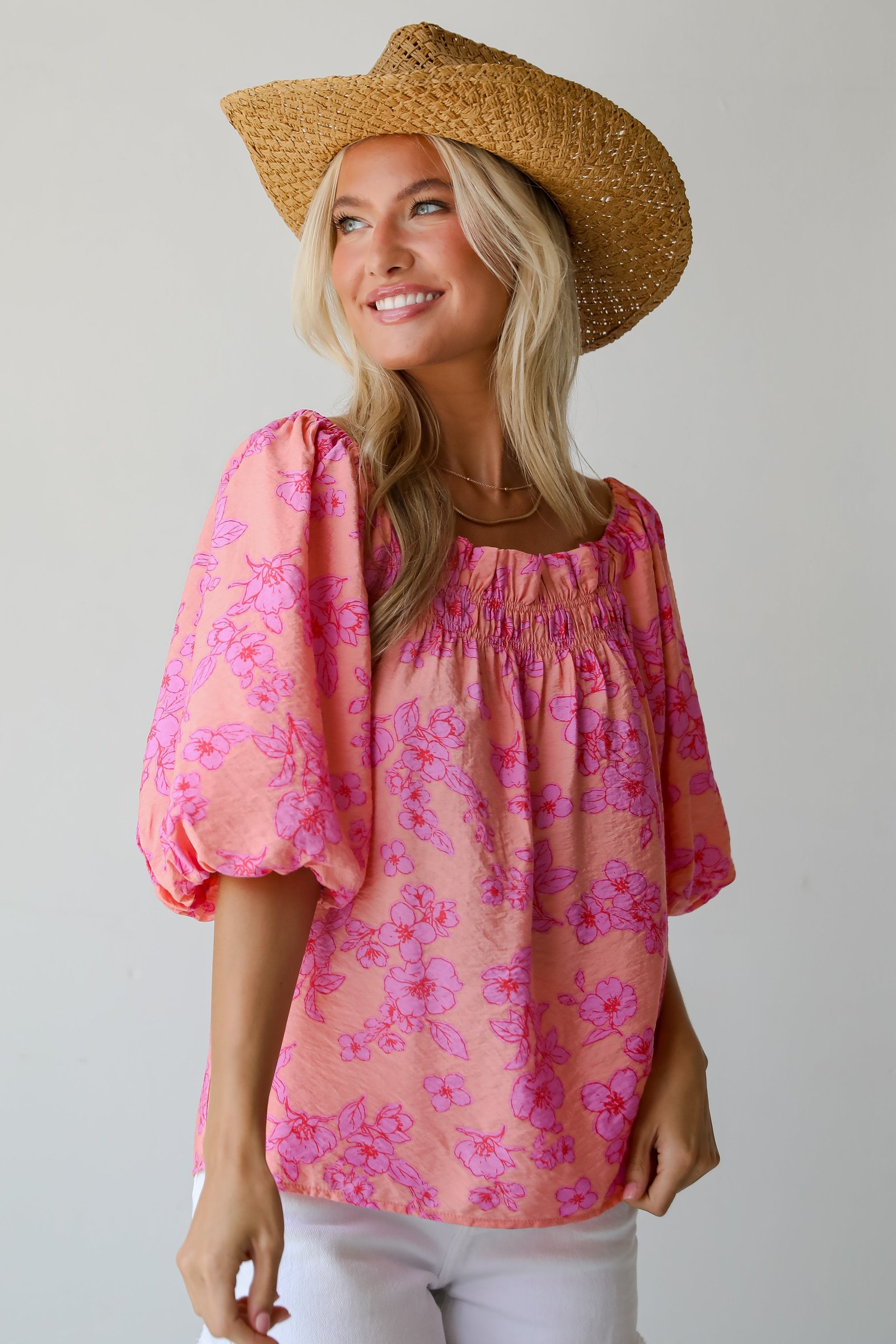 Clearly Stunning Coral Floral Blouse