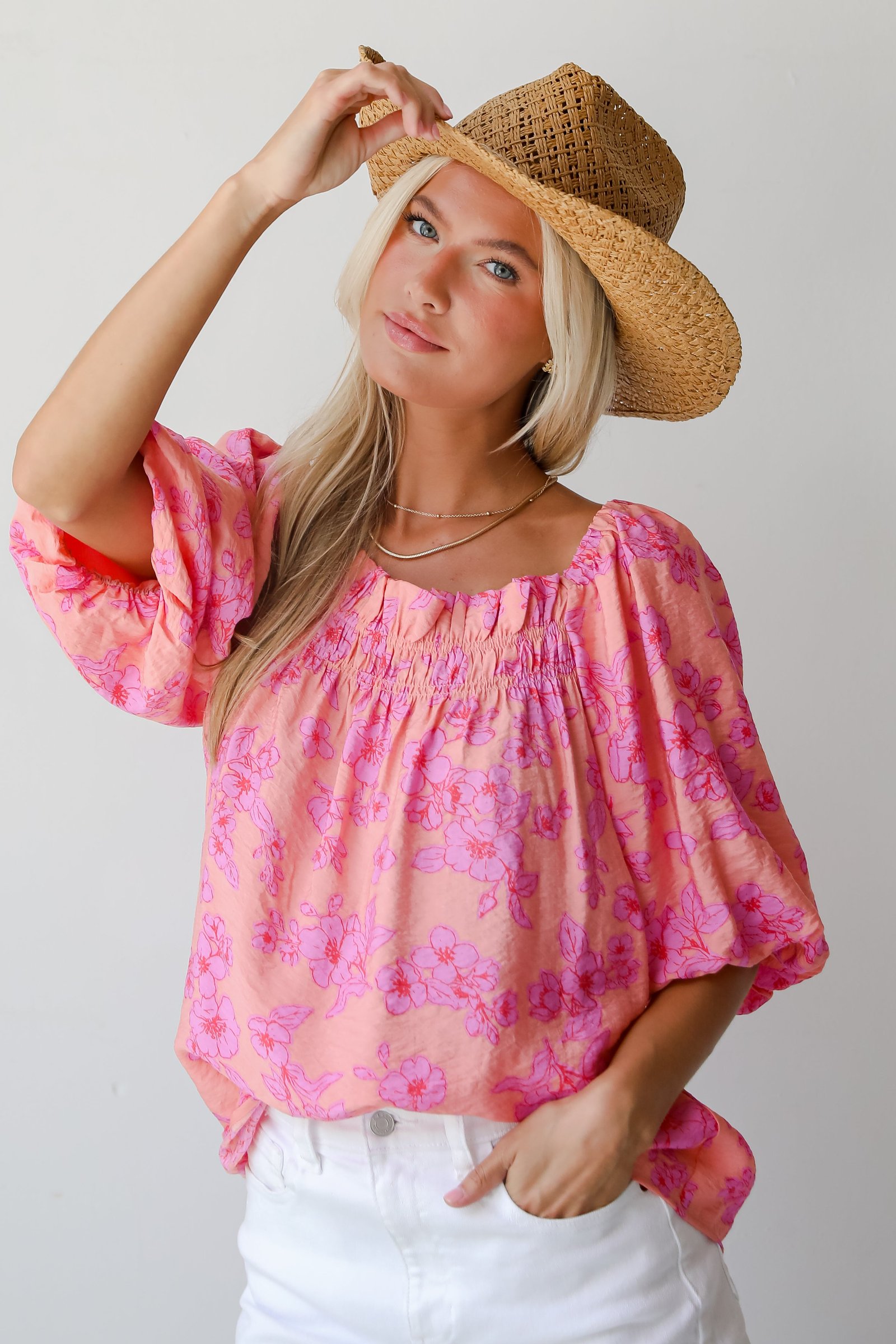 Clearly Stunning Coral Floral Blouse