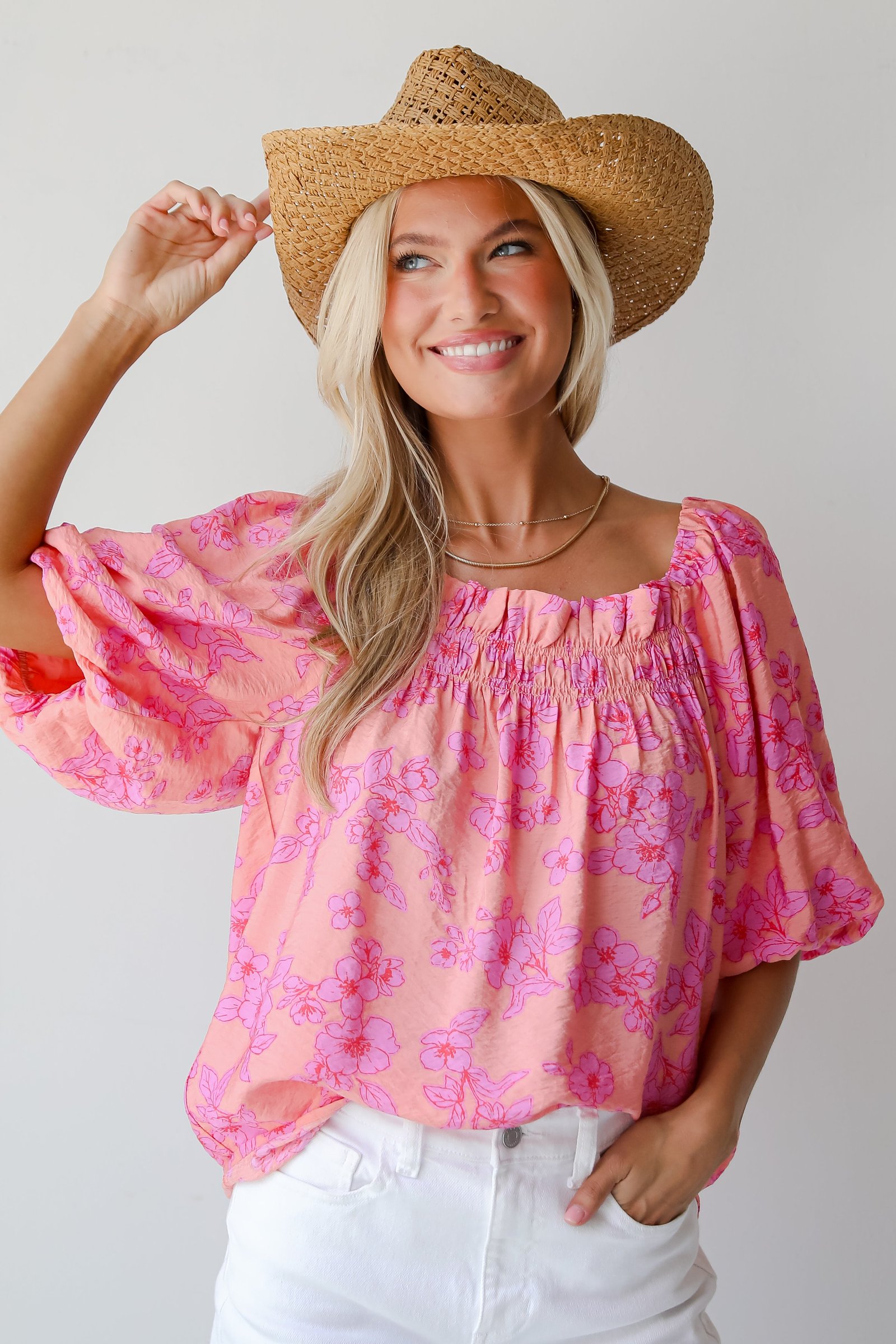 Clearly Stunning Coral Floral Blouse