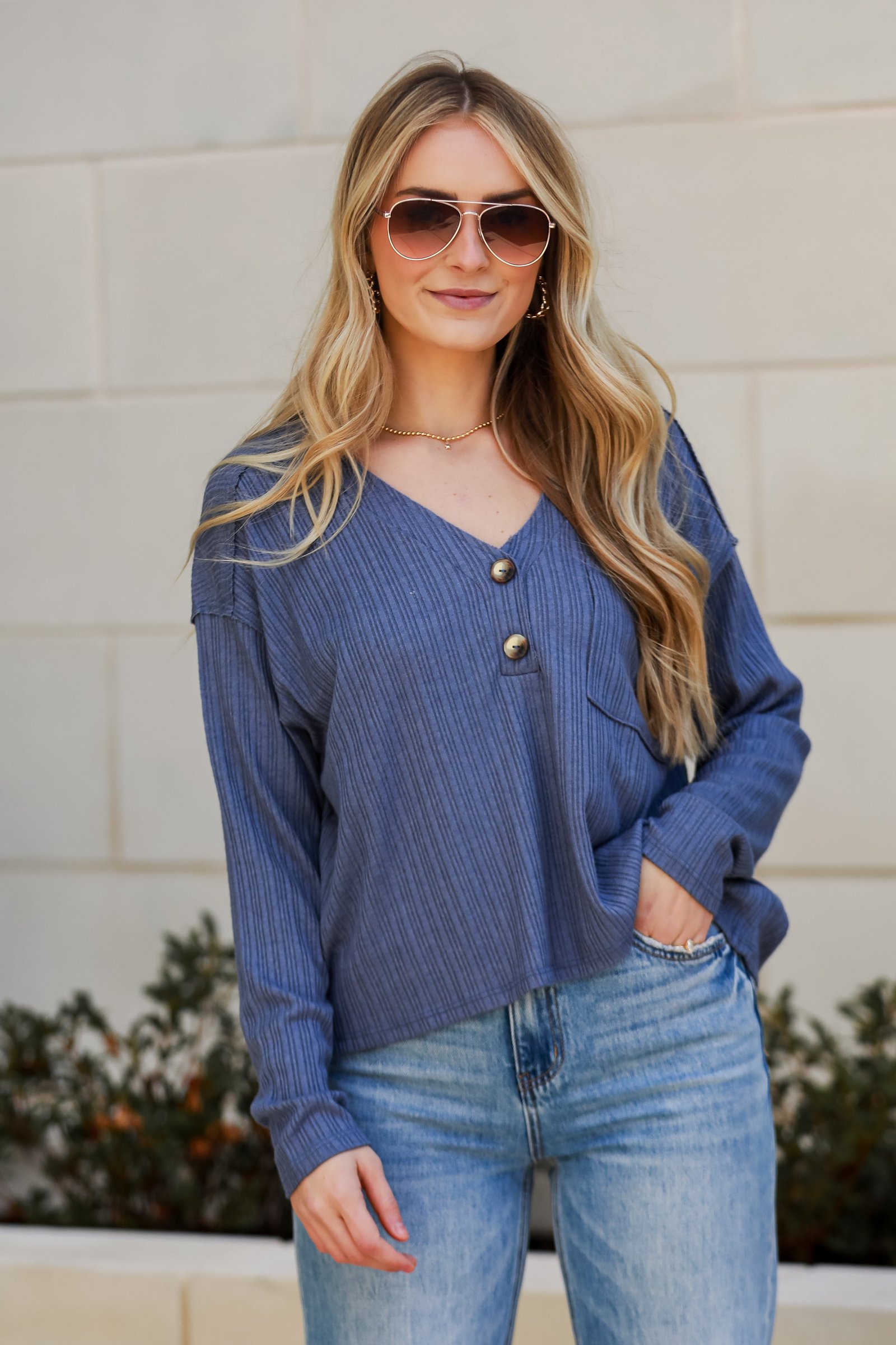 Cute Success Denim Knit Top