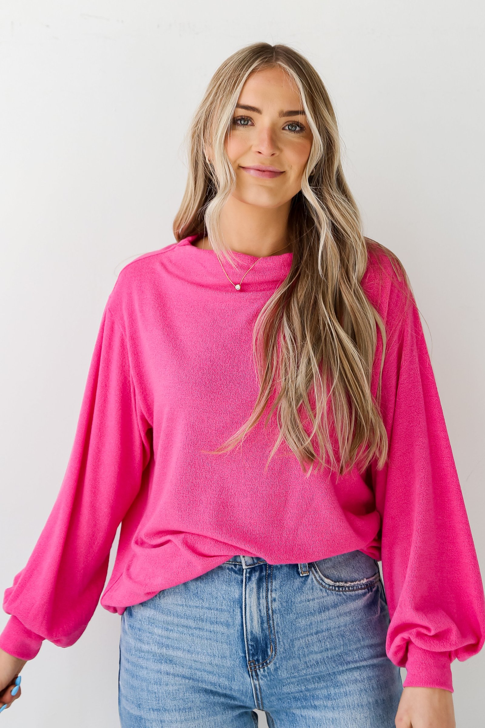 Lola Hot Pink Lightweight Knit Top - DU DEAL