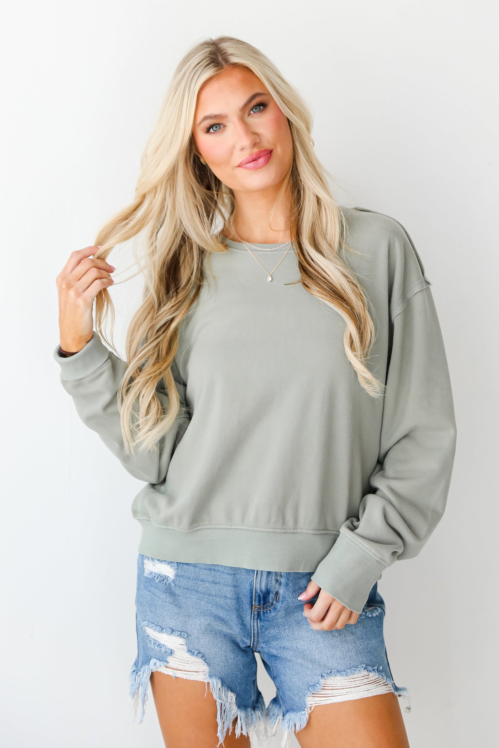 Mallory Sage Fleece Sweatshirt - DU DEAL