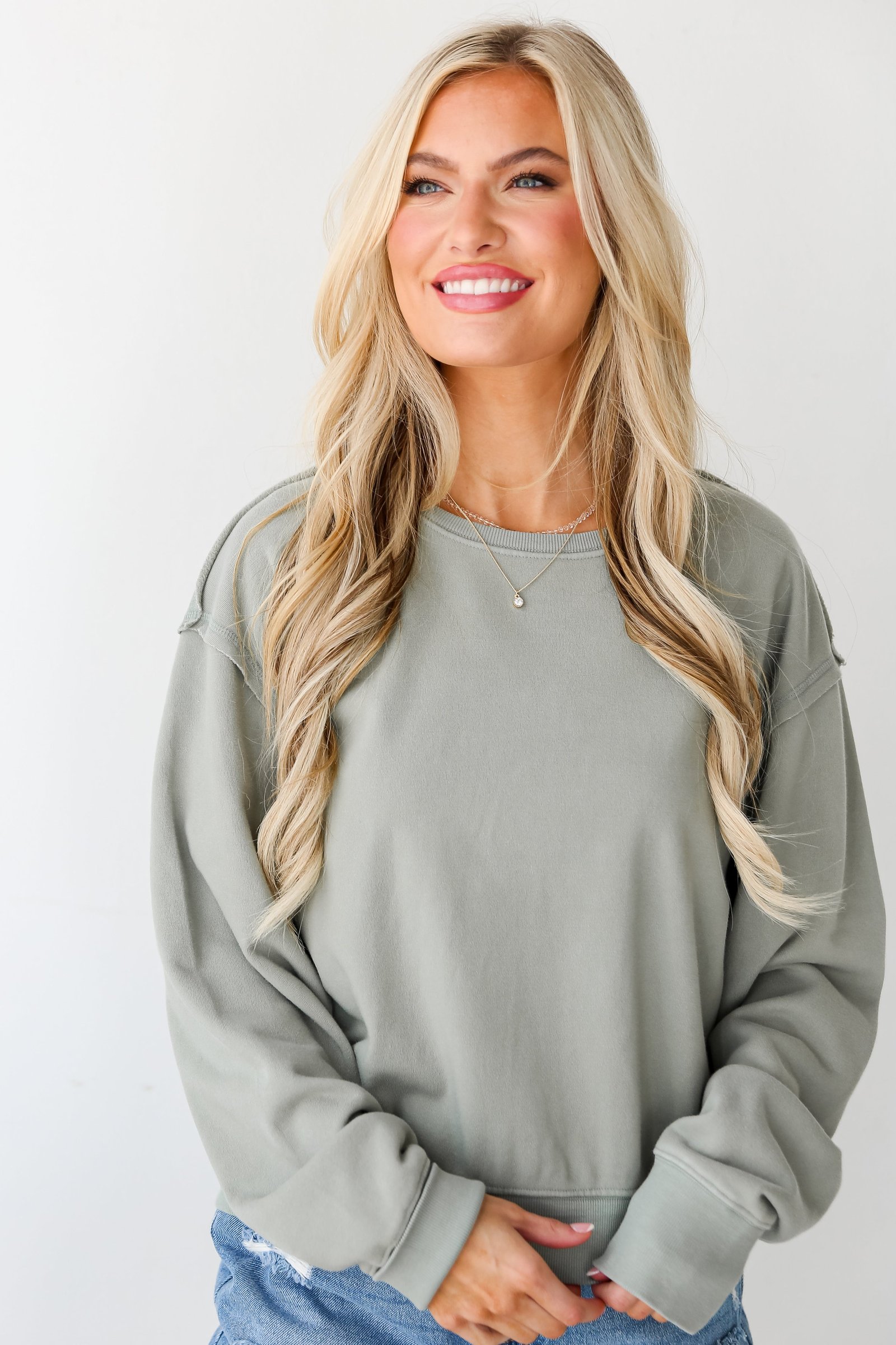 Mallory Sage Fleece Sweatshirt - DU DEAL