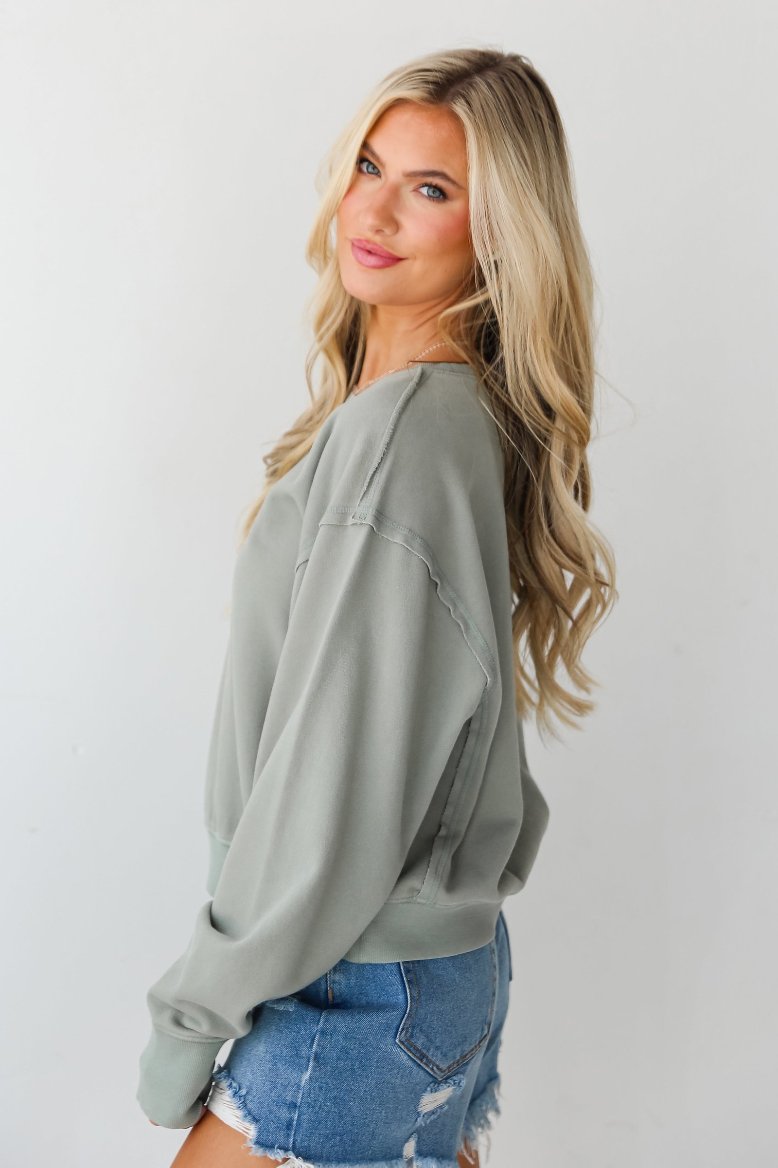 Mallory Sage Fleece Sweatshirt - DU DEAL