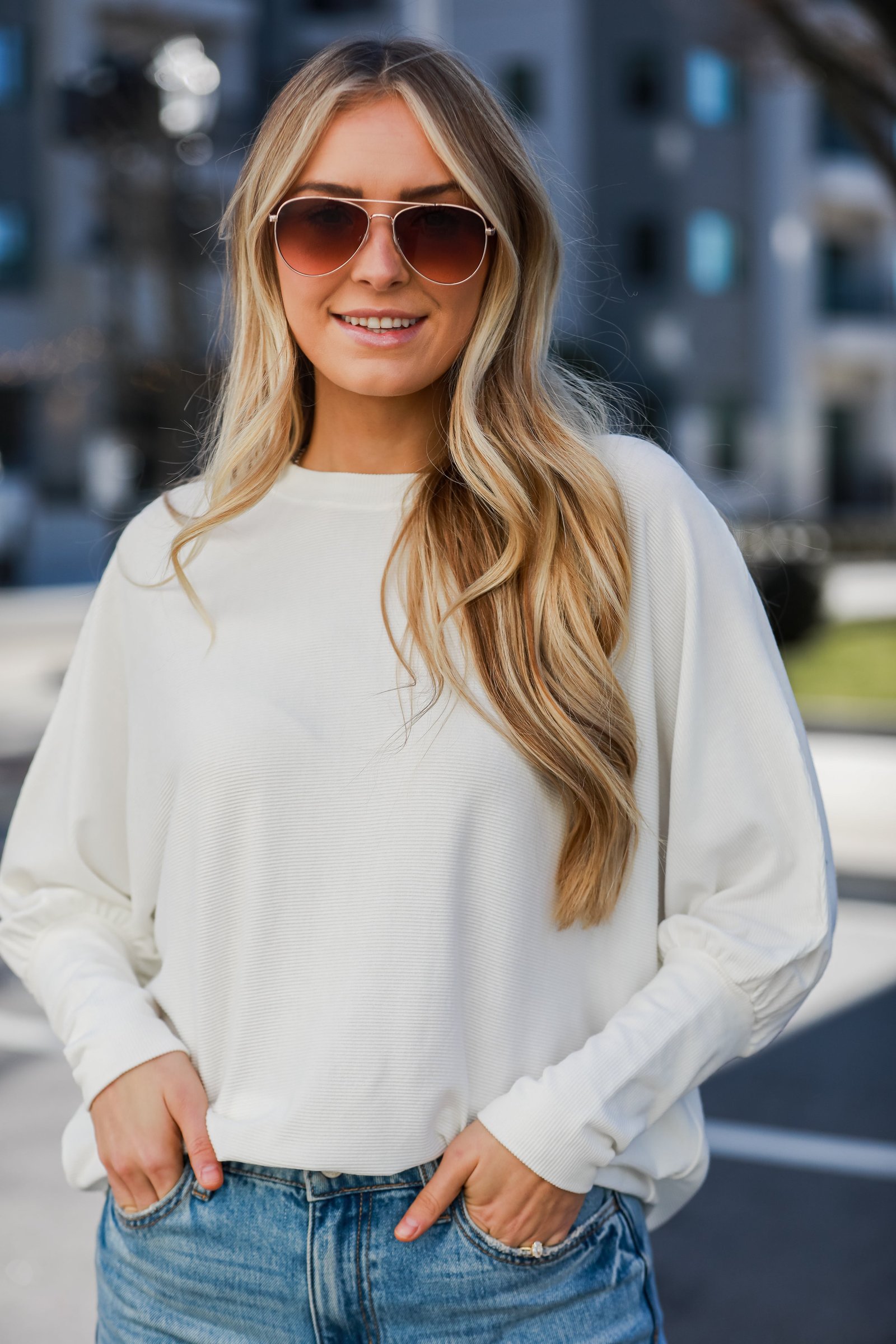 Forever Comfy Ivory Ribbed Knit Oversized Top