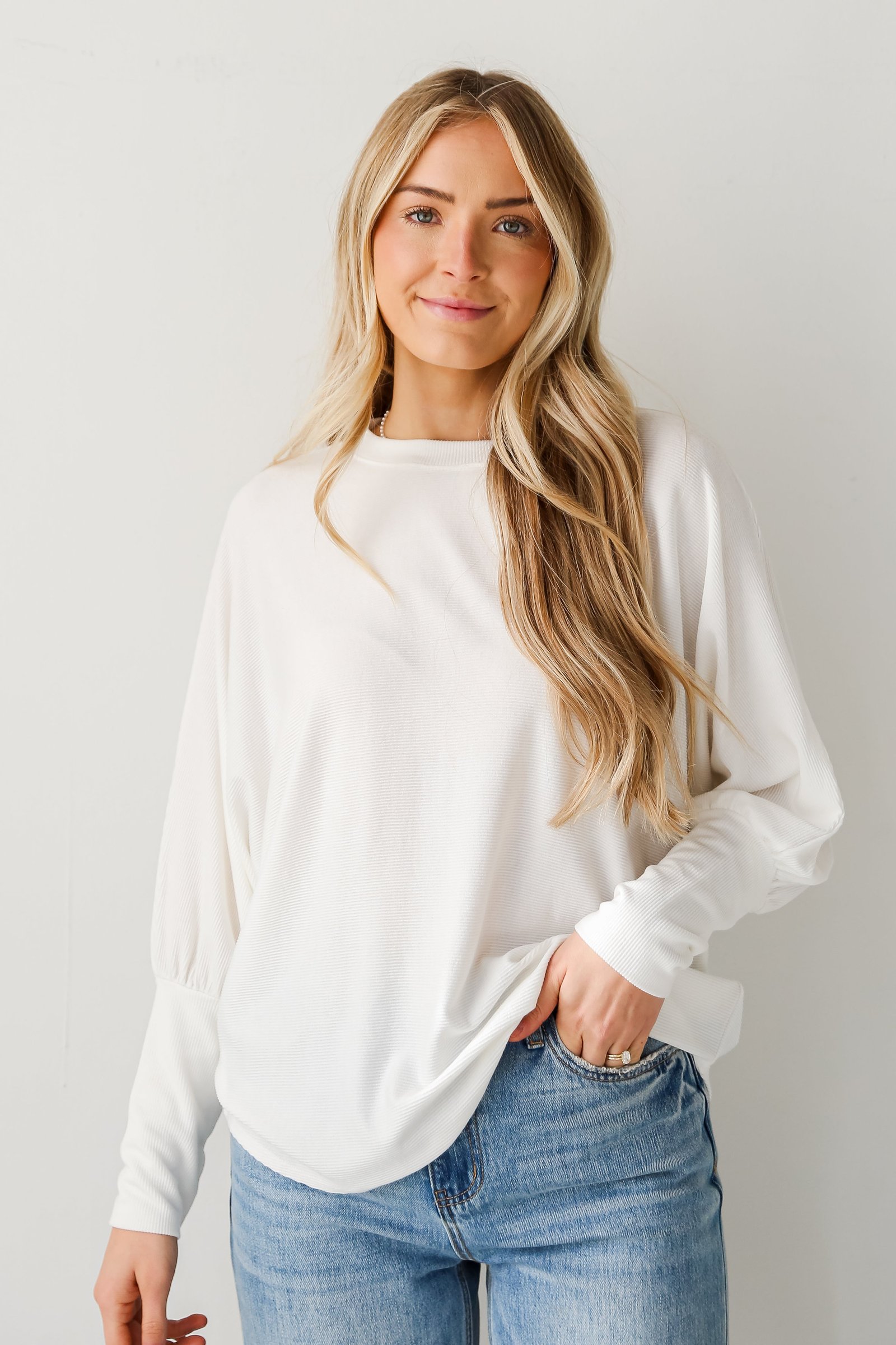 Forever Comfy Ivory Ribbed Knit Oversized Top