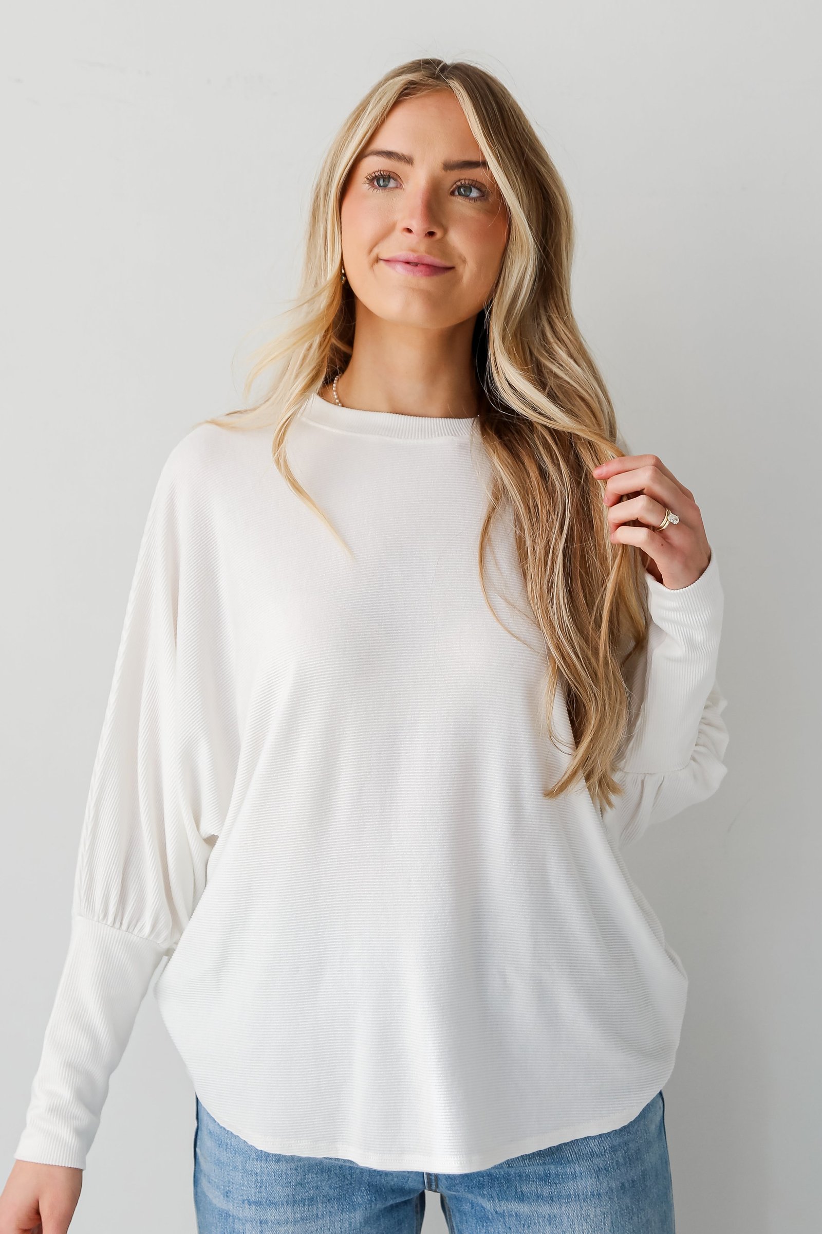 Forever Comfy Ivory Ribbed Knit Oversized Top