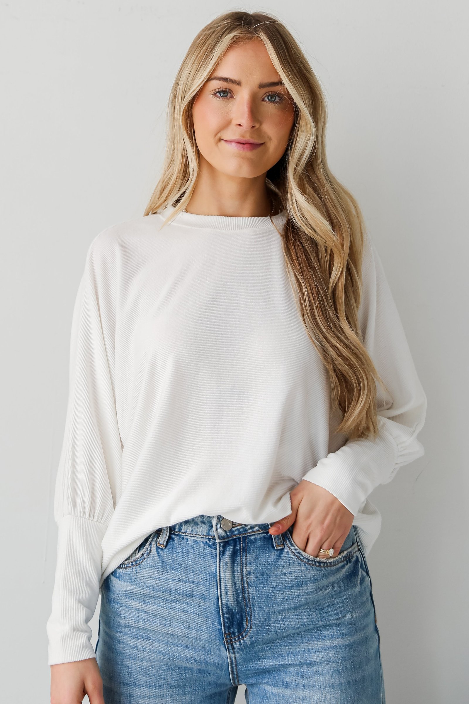 Forever Comfy Ivory Ribbed Knit Oversized Top